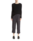 Striped Slouchy Cropped Pull-On Pants, Multi
