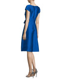 Cap-Sleeve Bow-Waist Cocktail Dress