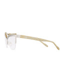 Berlin Cat-Eye Optical Frames, Silver/Gold