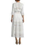 Beth Prairie Lace Button-Front Maxi Dress, White