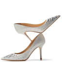 Agnes Crystal 85mm Pump, White/Crystal