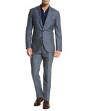 Wool-Blend Textured Two-Piece Suit, Brown