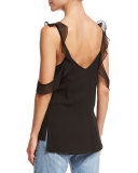 Cheryl Sleeveless Ruffle-Trim Silk Blouse
