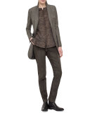 One-Button Check Long Jacket, Turtle
