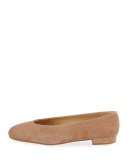 Chicflat Suede Almond-Toe Flat, Medium Beige