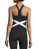X-Marked Mesh Tank Top, Black