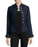 Huntingdale Military Button Jacket, Ink Blue