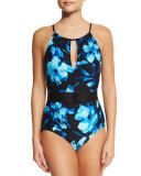 Elizabeth High-Neck Printed One-Piece Swimsuit