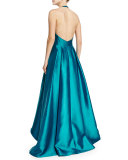Halter-Neck High-Low Gown, Peacock