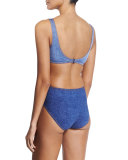 Denim V-Neck Cutout Underwire One-Piece Swimsuit