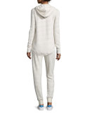 Straight-Leg Striped Sweatpants, Heather Gray/Oatmeal