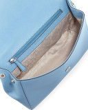 Ava Medium Saffiano Leather Satchel Bag, Sky