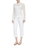 Cashmere-Blend Ankle Pants, Optic White