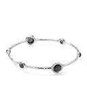 Stella Sterling Silver Bangle in Hematite with Diamonds