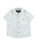 Safari Animal Poplin Shirt, White, Size 6-36 Months