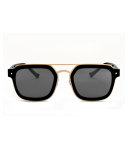 Notizia Square Mirrored Sunglasses, Black/Gold