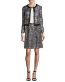 Beaded-Trim Silk Georgette Shell, Frost/Multi