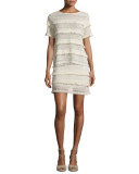 Serena Fringed Crochet Skirt, Natural