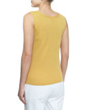 Scoop-Neck Cotton Knit Shell, Chamomile  