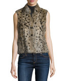 Merwyn Leopard-Print Rabbit Fur Vest