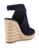Suede Open-Toe Espadrille Glove Sandal, Blue (Bleu)