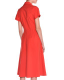 Short-Sleeve Button-Front Shirtdress, Fire