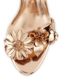 Lilico Floral Leather 85mm Sandal, Rose Gold