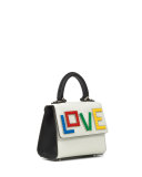 Micro Alex Rainbow Love Satchel Bag, White/Black