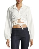 Trillian Tie-Front Cropped Shirt, White