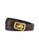 Crocodile Belt with Golden Elephant Buckle, Brown