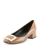 Belle de Nuit Leather Pump, Cognac