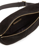 Scott Small Moon Suede Saddle Bag, Black