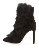 Moritz Shearling-Trim Suede 105mm Bootie, Black