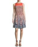 Fiore Sleeveless Printed Twirl Dress, Multi