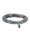 Labradorite Mixed-Bead Bracelet w/ Diamond Ball