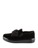 Bow Velvet Skate Sneaker, Black