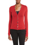 Check-Placket Wool Cardigan 