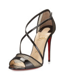 Slikova Patent Mesh Red Sole Sandal, Black