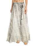 Sandals Tie-Dye Silk Maxi Skirt, Brown