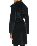 Mink Fur Hooded Tie-Waist Coat