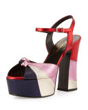 Candy Knotted Platform Sandal, Nuit/Platino/Vegas Pink/Rouge