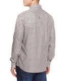 Panama Check Long-Sleeve Sport Shirt, Brown