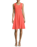 Twirl Sleeveless Knit Dress, Hot Coral, Petite 
