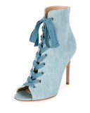Denim Open-Toe 105mm Bootie, Blue