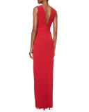 Dimity Sequin-Inset V-Neck Gown