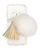 Transparent iPhone 6 Case w/ Fur Pompom, Ivory