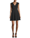 Taylor Cap-Sleeve V-Neck Dress