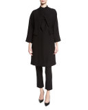 Double-Cloth Bracelet-Sleeve Coat, Black