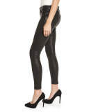 Le Skinny Leather Pants, Washed Black