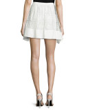 Bianca Floral-Macrame Skirt, Ivory